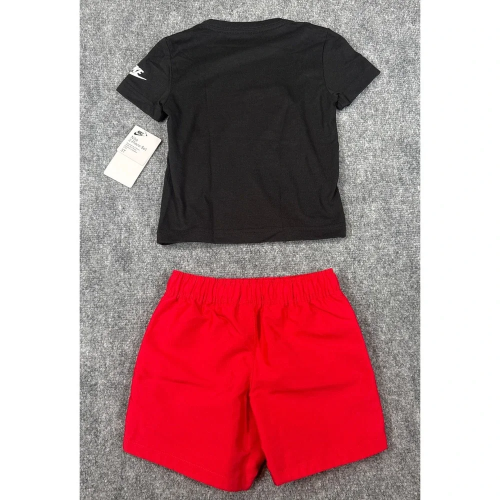 Nike Toddler Boys 2-Piece Dunk Em Graphic T-Shirt & Short Set Black Red 3T NWT